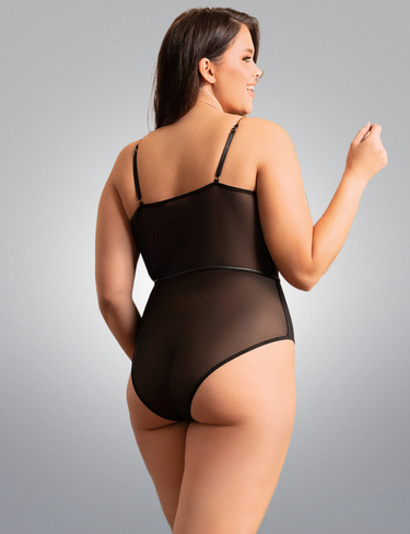 Wet-Look Mesh Bodysuit - Seductive Sheen, Stretchy Mesh, and Contemporary Design Jo